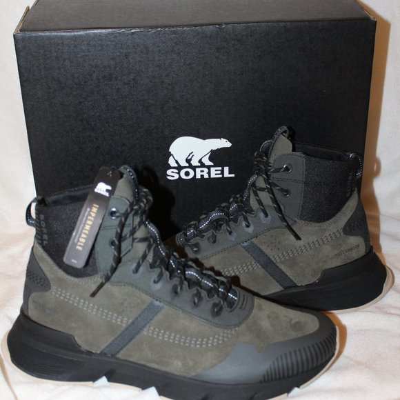 NIB SOREL MEN'S WATERPROOF KINETIC SNEAKER HIKING WINTER BOOTS GREEN GRAY 10.5 - Picture 1 of 8